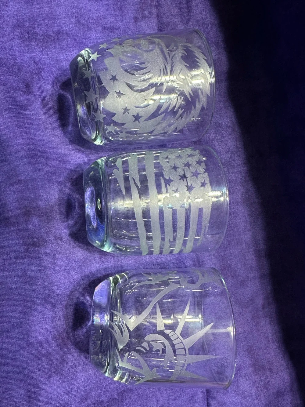 Etched Glass Patriot Tumbler Set - Clear